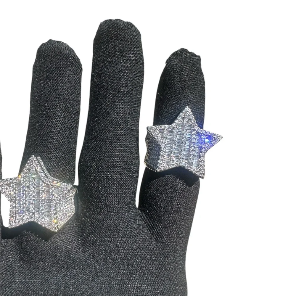 Silver Star Shaped Ring Size 10